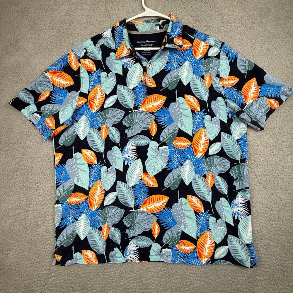 Tommy Bahama IslandZone XL Tropical Leaf Print Short‎ Sleeve Button Up Shirt